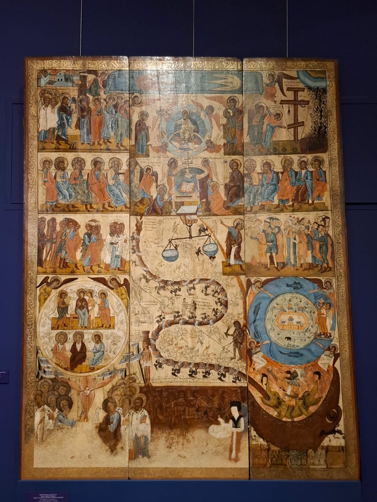 A multi-scene religious icon depicting the Last Judgment